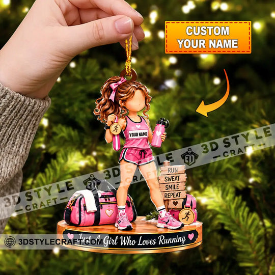 Just A Girl Who Loves Running Home Decor, Christmas Ornament, Personalized Ornament style option 1