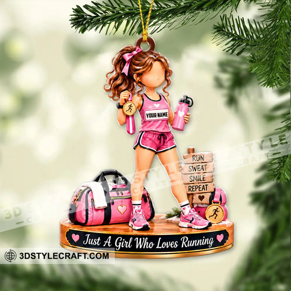 Just A Girl Who Loves Running Home Decor Christmas Ornament Personalized Ornament - Ornament