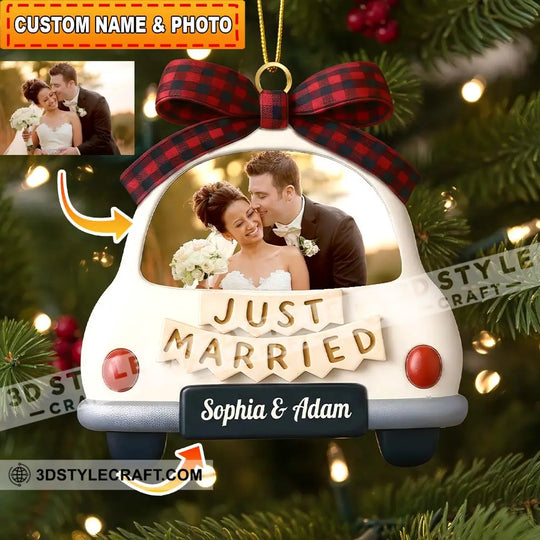 Just Married, Home Decor, Christmas Ornament, Personalized Ornament style option 1
