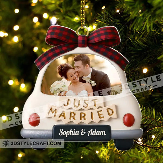 Just Married, Home Decor, Christmas Ornament, Personalized Ornament style option 3