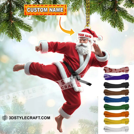 Karate Santa, Home Decor, Christmas Ornament, Personalized Ornament style option 1