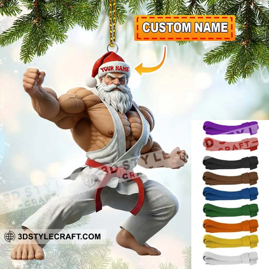 Karate Santa, Home Decor, Christmas Ornament, Personalized Ornament style option 1