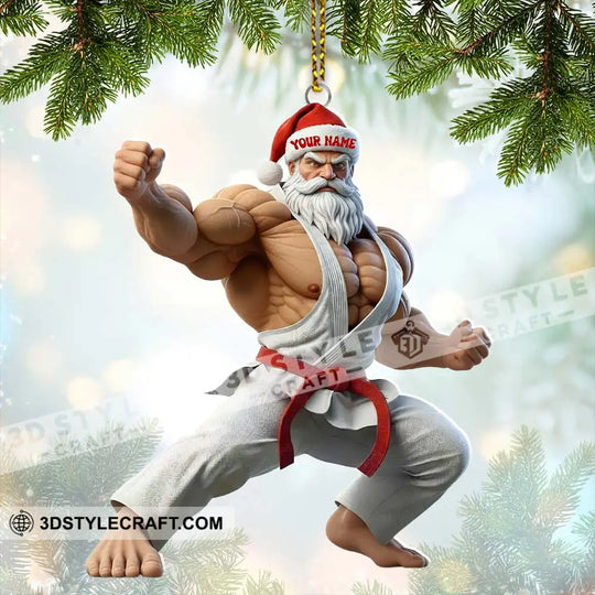 Karate Santa, Home Decor, Christmas Ornament, Personalized Ornament style option 2