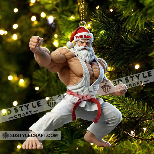 Karate Santa, Home Decor, Christmas Ornament, Personalized Ornament style option 3