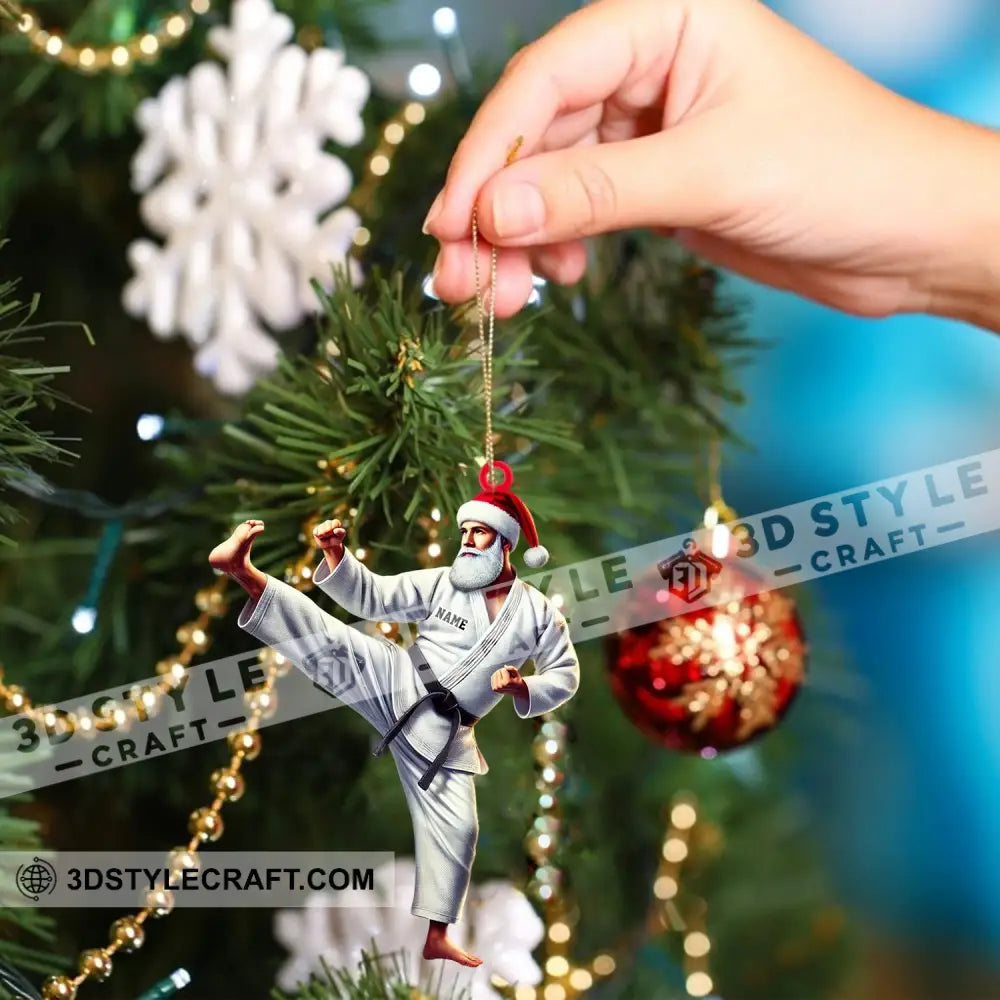 Karate Santa Ornament Personalized