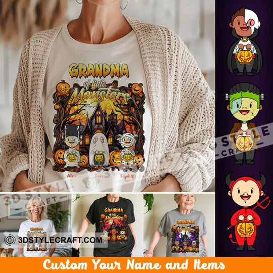 Kid And Adult T-Shirt - Custom Grandma Of The Monsters T-Shirt, Halloween Collectible Gift style option 1