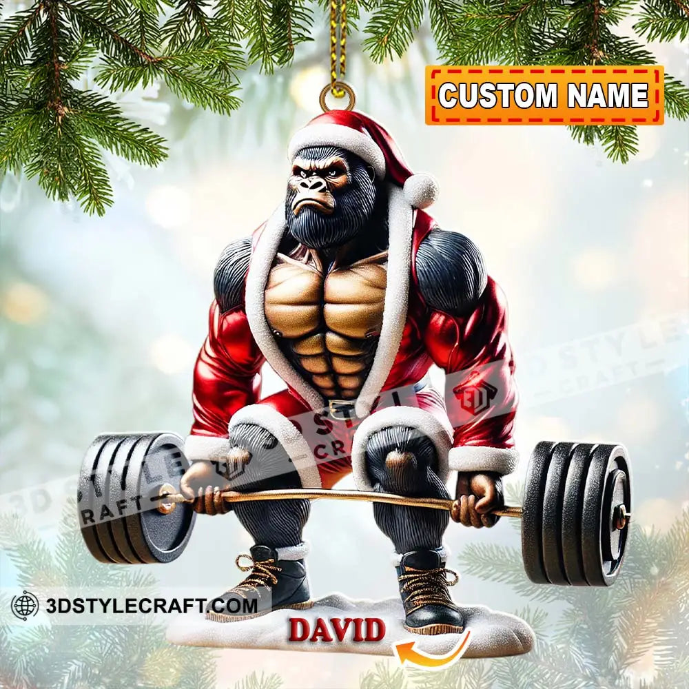 King Kong Weight Lifting Christmas Ornament Personalized 3.54’’ / 1