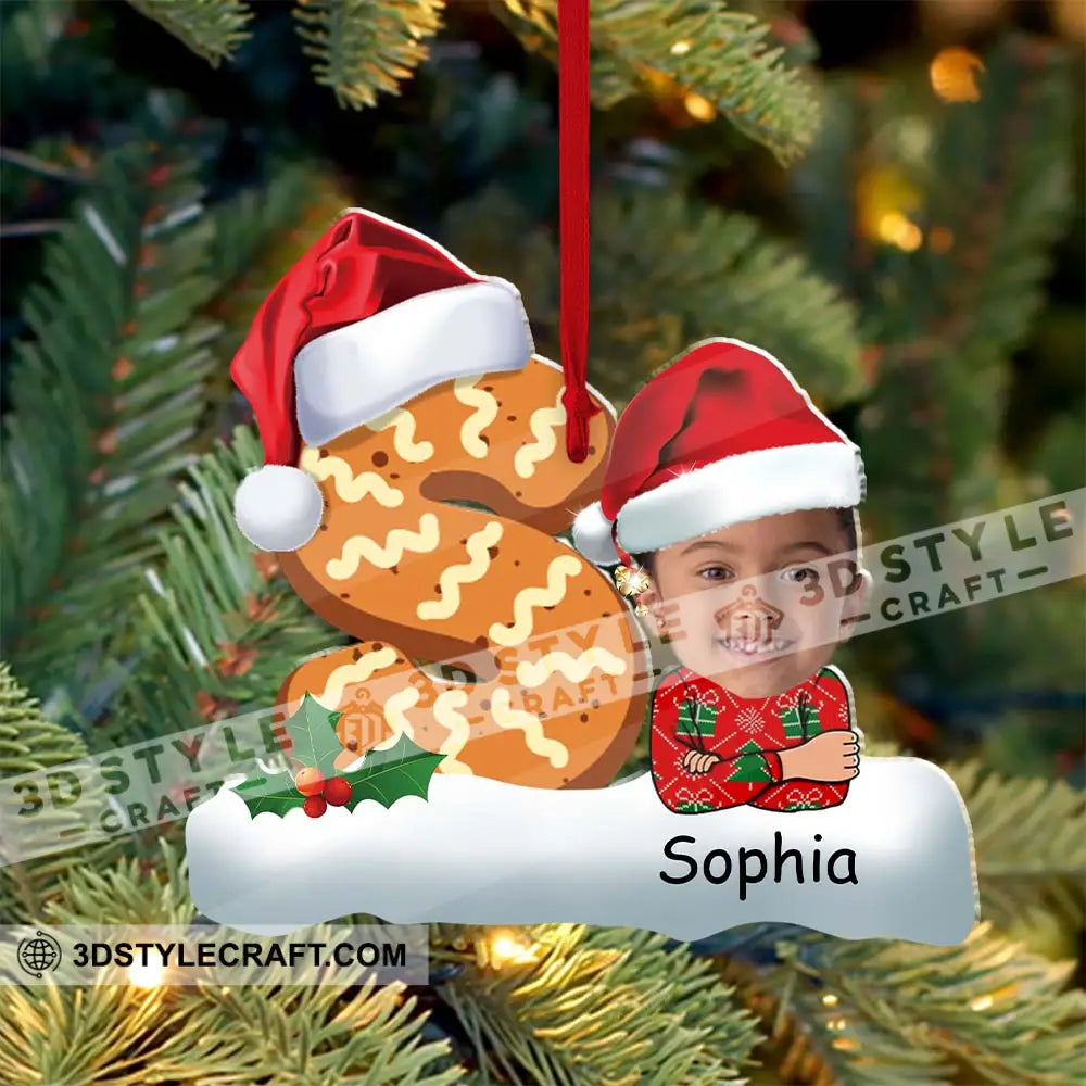 Letter And Kid Christmas - Custom Photo Name Personalized Acrylic Ornament Gift For Family