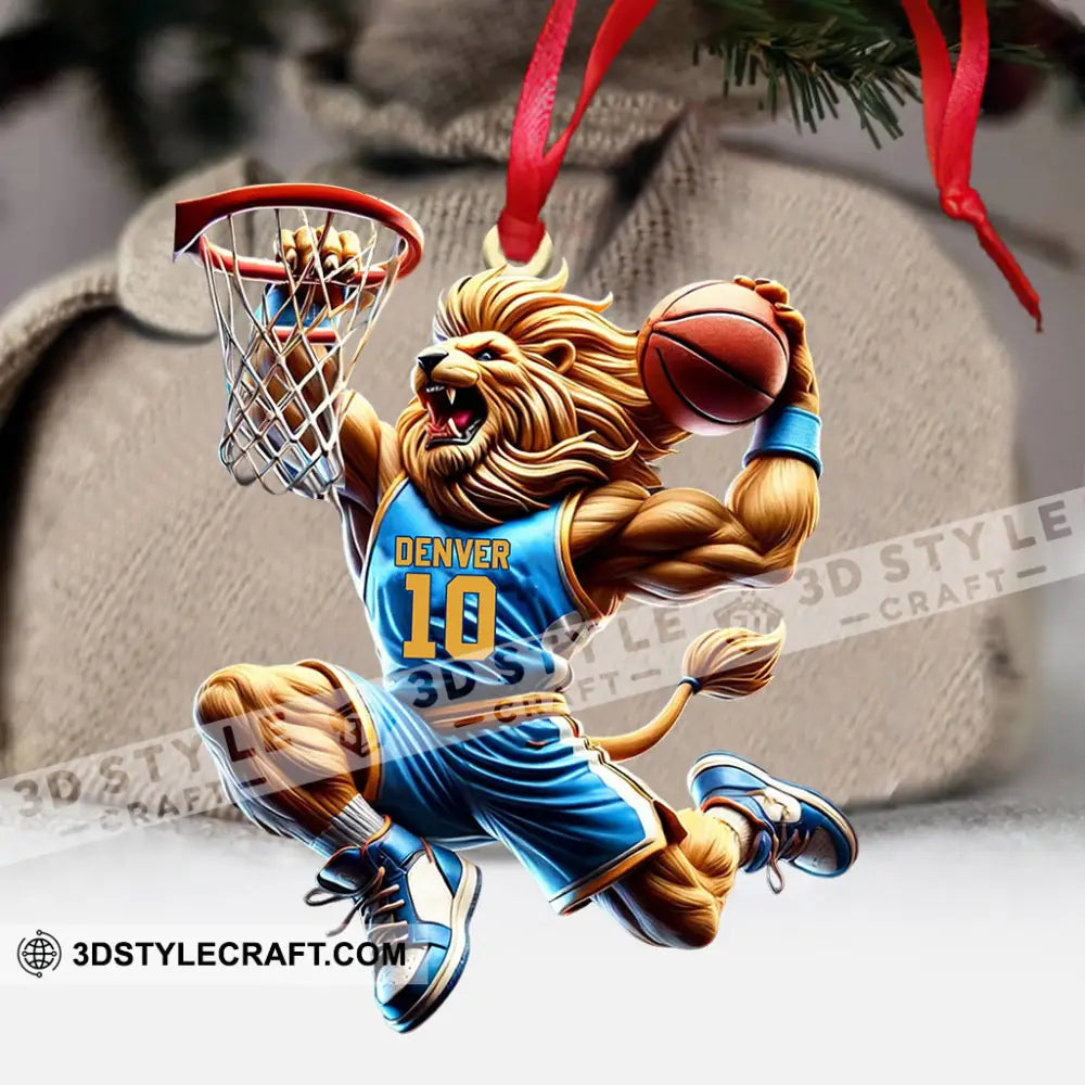 Lion Basketball Christmas Ornament Personalized