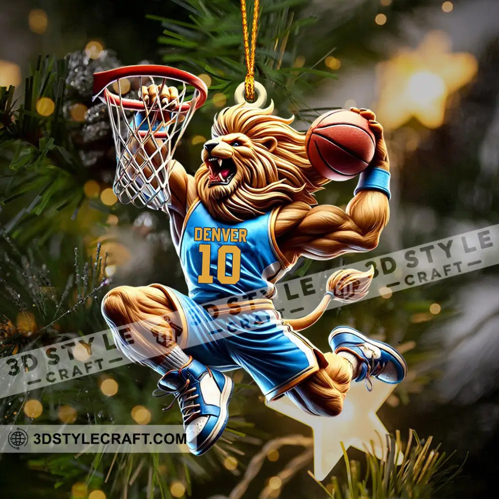 Lion Basketball Christmas Ornament Personalized