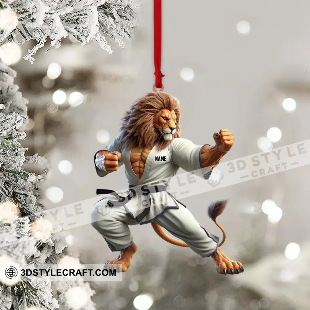 Lion Karate Christmas Ornament Personalized