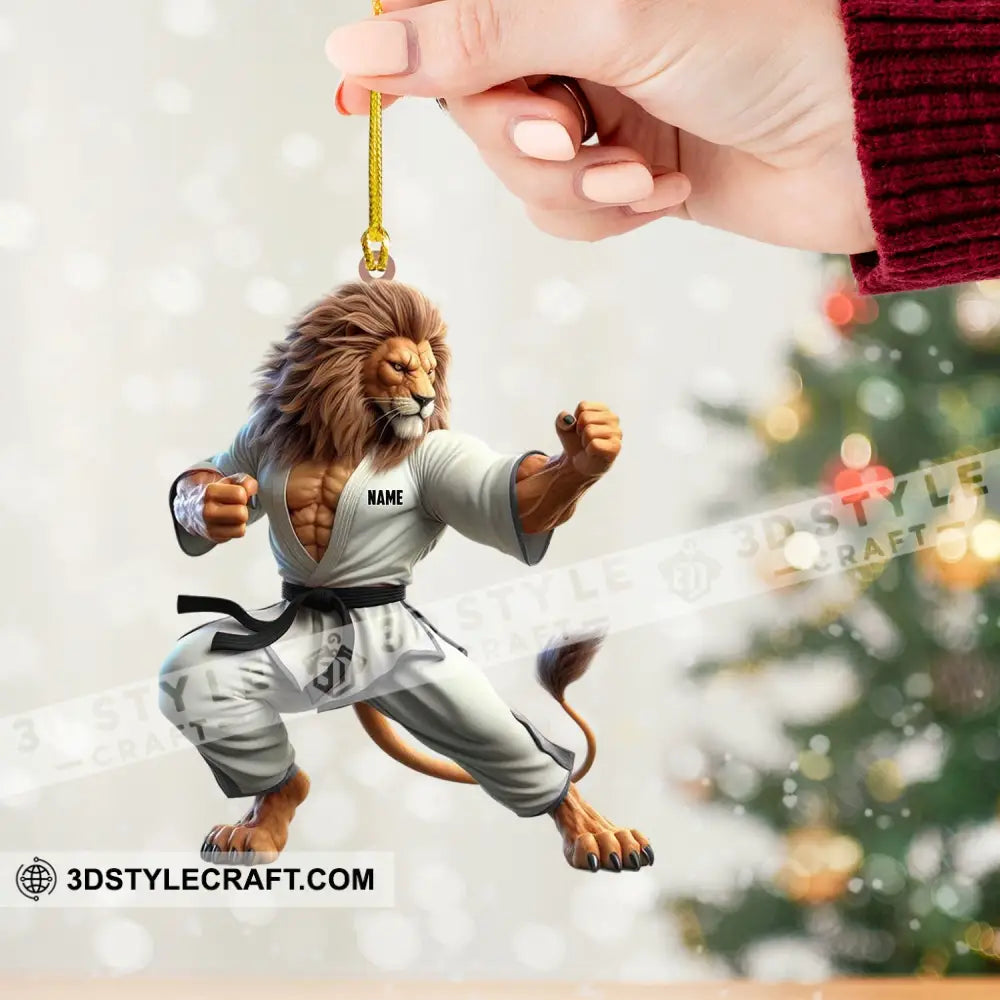 Lion Karate Christmas Ornament Personalized