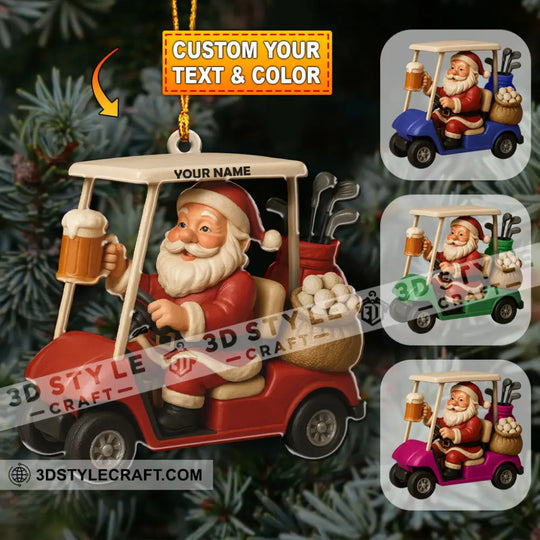 Love Beer And Golf Santa, Home Decor, Christmas Ornament, Personalized Ornament style option 1