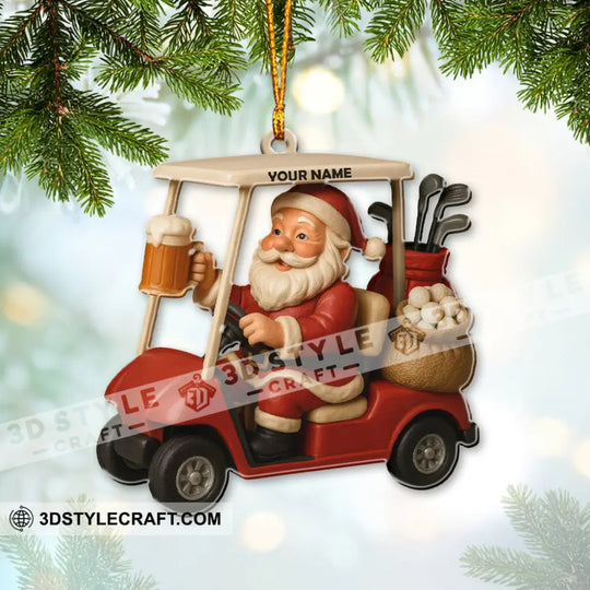 Love Beer And Golf Santa, Home Decor, Christmas Ornament, Personalized Ornament style option 3