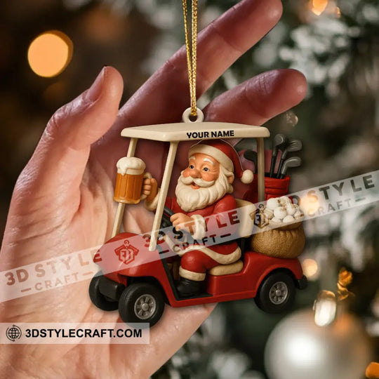 Love Beer And Golf Santa, Home Decor, Christmas Ornament, Personalized Ornament style option 2