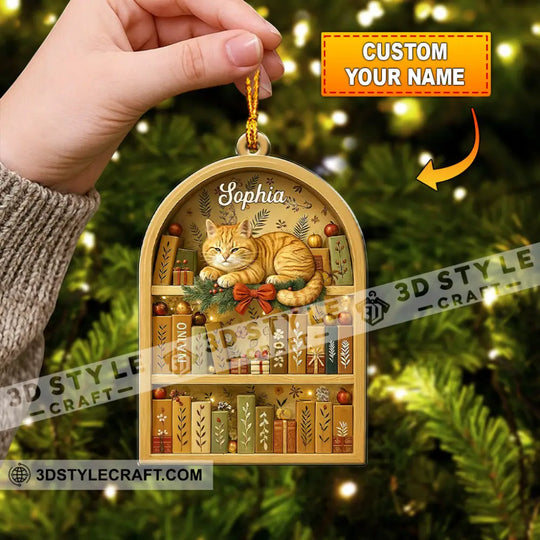 Love Book And Cat Home Decor, Christmas Ornament, Personalized Ornament style option 1