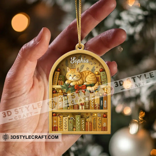 Love Book And Cat Home Decor, Christmas Ornament, Personalized Ornament style option 2