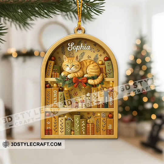 Love Book And Cat Home Decor, Christmas Ornament, Personalized Ornament style option 3