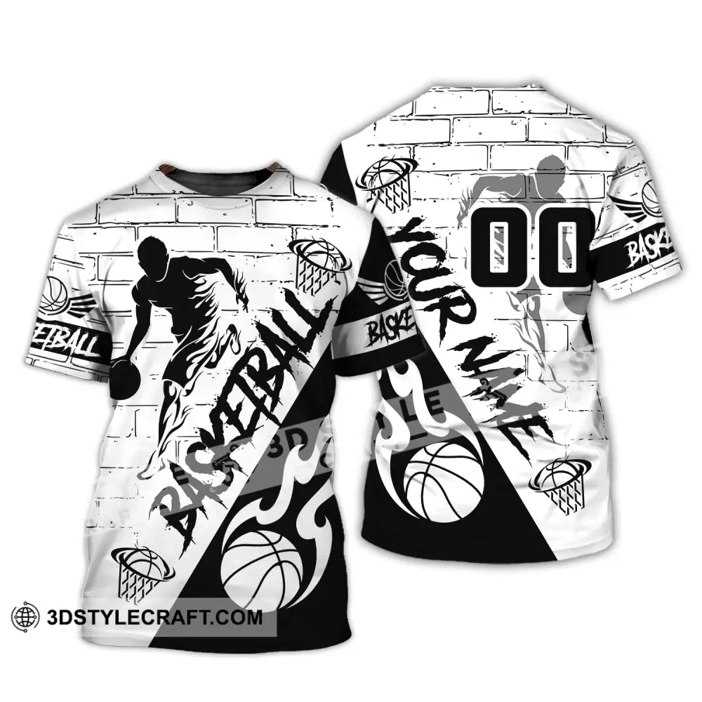 Man Shirt Basketball Custom Name T-Shirt Fire Gift For Player / S