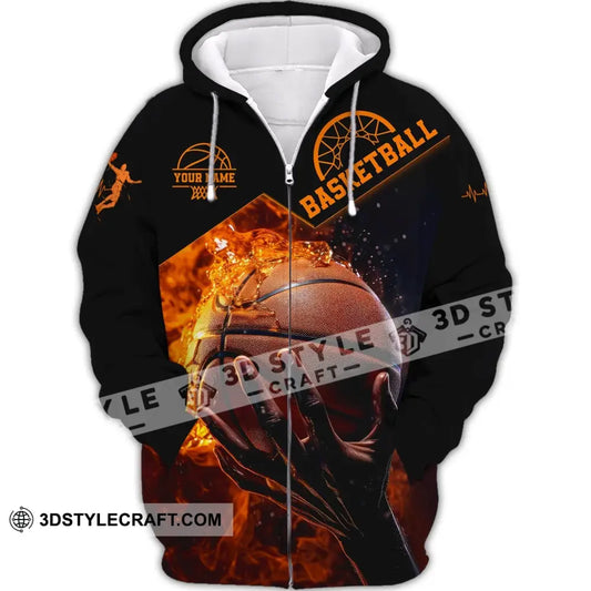 Man Shirt Basketball Custom Name T-Shirt Polo Gift For Player Zipper Hoodie / S