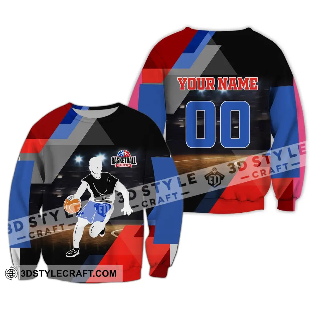 Man Shirt Basketball Custom Name T-Shirt Tournament Gift For Player Long Sleeve / S