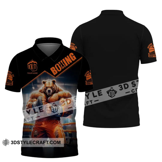 Man Shirt, Boxing Shirt, Custom Name T-Shirt, Boxing Bear, Gift for Boxing Lover style option 4