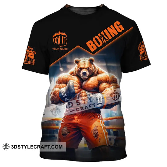 Man Shirt, Boxing Shirt, Custom Name T-Shirt, Boxing Bear, Gift for Boxing Lover style option 2