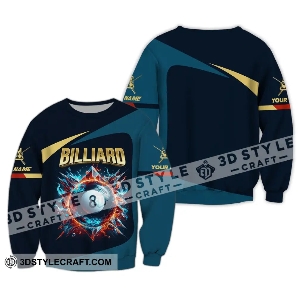 Man Shirt Custom Billiards T-Shirt Lover Gift For Players Long Sleeve / S T-Shirt