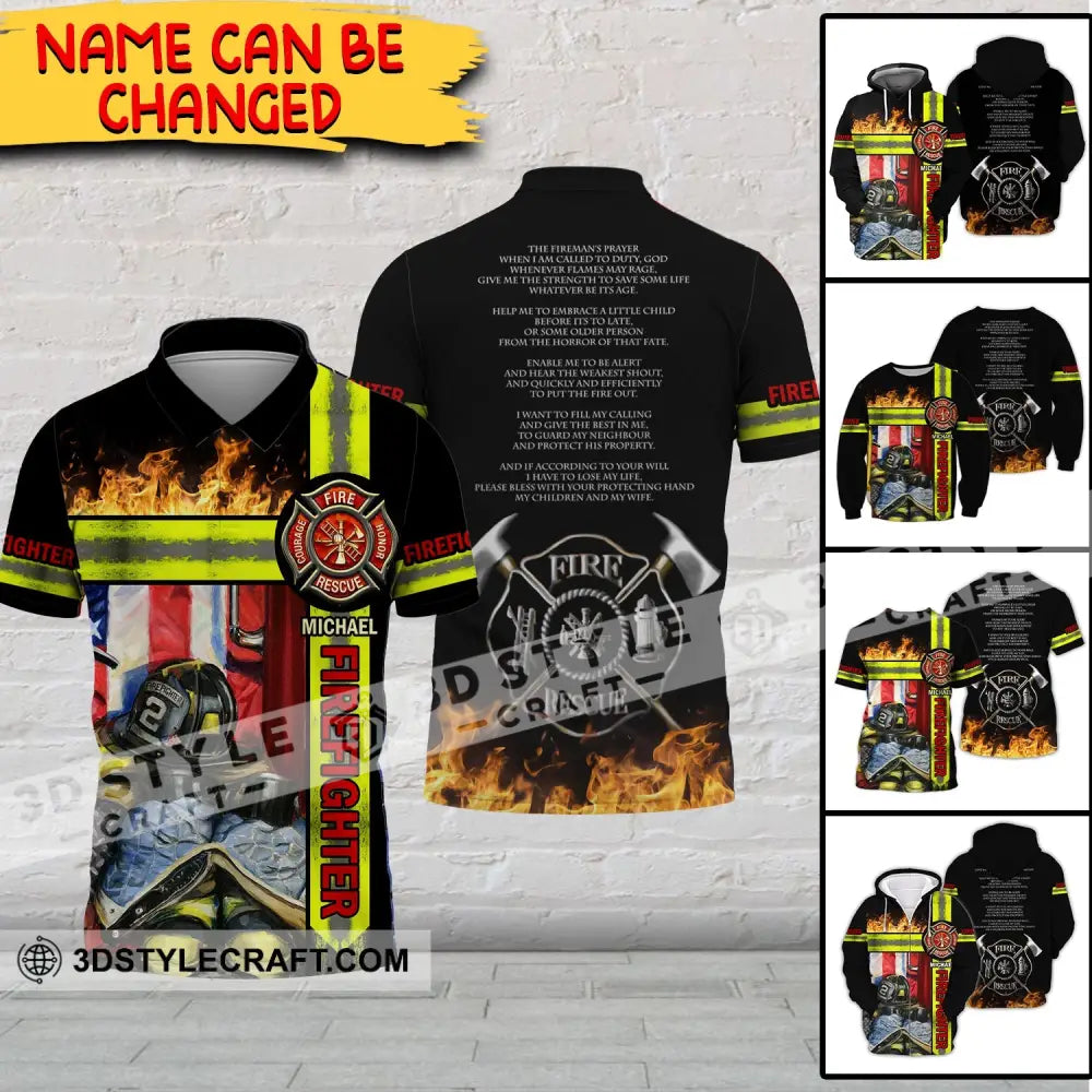 Man Shirt - Custom Fireman Name T-Shirt Fire Fighter Clothing T-Shirt