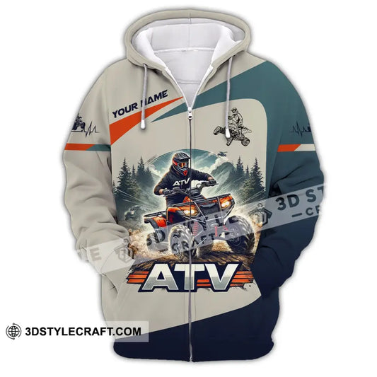 Man Shirt Custom Name All-Terrain Vehicle Atv Bike Polo Long Sleeve Gift Zipper Hoodie / S T-Shirt