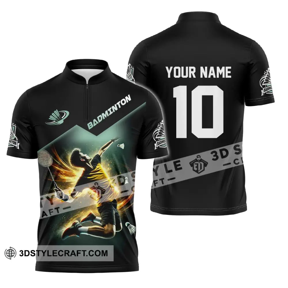 Man Shirt Custom Name And Number Badminton Polo Club Uniform T-Shirt Zipper / S