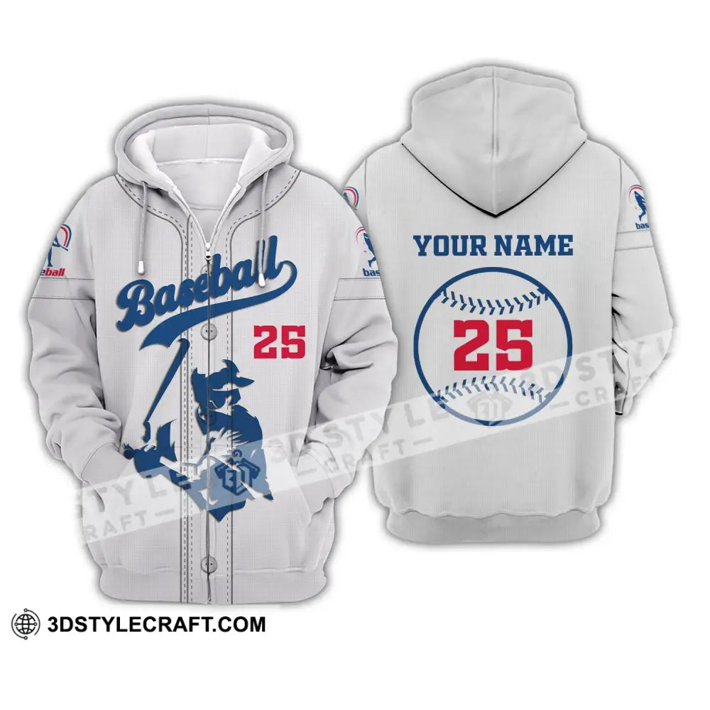 Man Shirt Custom Name And Number Baseball T-Shirt Gift For Player Zipper Hoodie / S