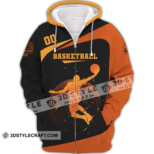 Man Shirt Custom Name And Number Basketball Gift For Player Zipper Hoodie / S T-Shirt