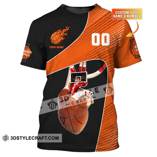 Man Shirt Custom Name And Number Basketball Heart Gift For Player T-Shirt