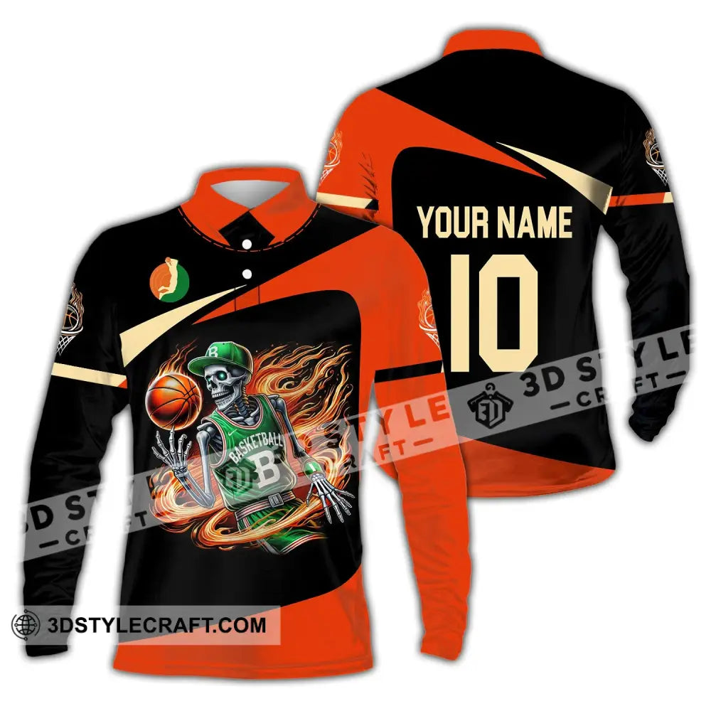 Man Shirt Custom Name And Number Basketball Polo Long Sleeve Club Uniform Lover Gift / S T-Shirt