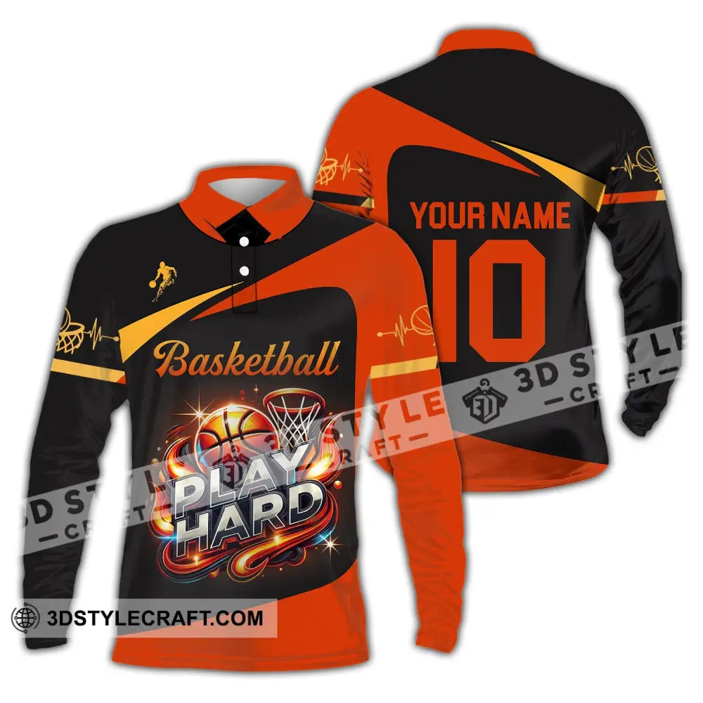 Man Shirt Custom Name And Number Basketball Polo Long Sleeve Club Uniform Lover Gift / S T-Shirt