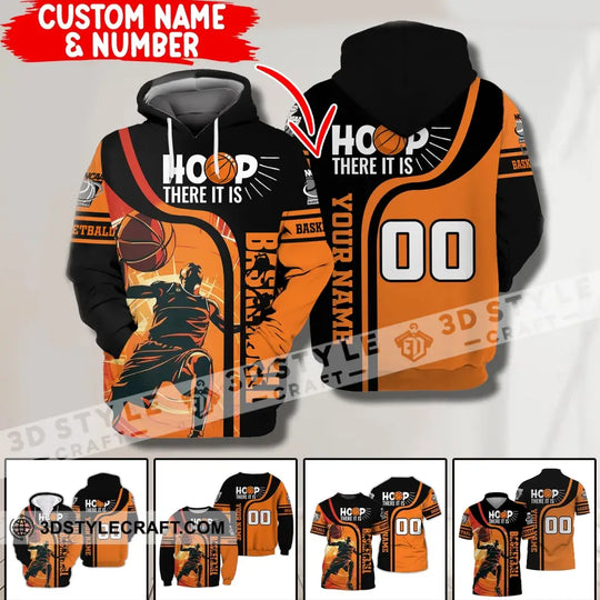 Man Shirt, Custom Name and Number Basketball T-Shirt, Hoop There It Is, Gift for Basketball Player style option 1