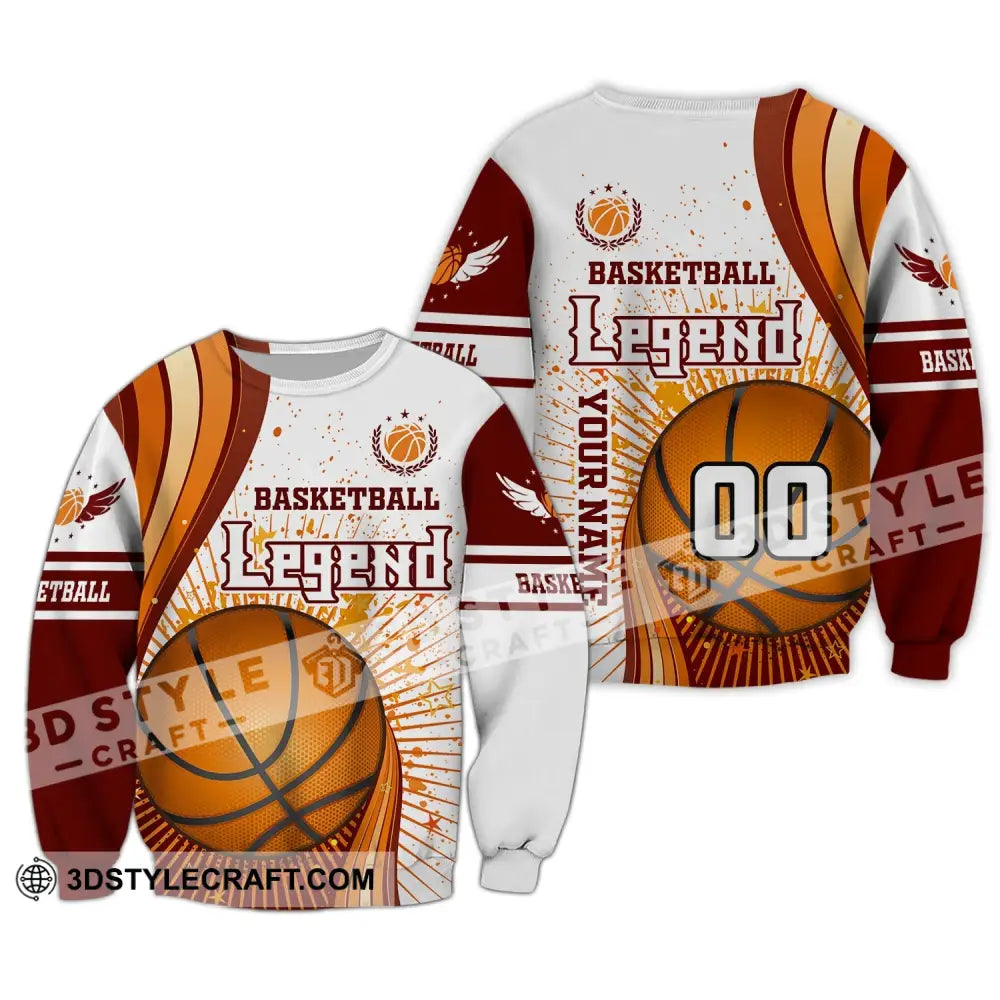 Man Shirt Custom Name And Number Basketball T-Shirt Legend Gift For Player Long Sleeve / S