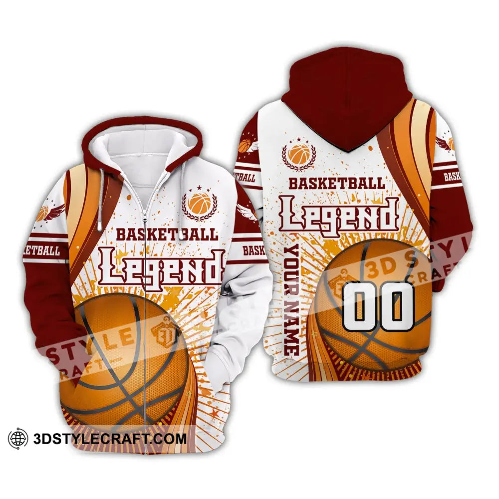 Man Shirt Custom Name And Number Basketball T-Shirt Legend Gift For Player Zipper Hoodie / S