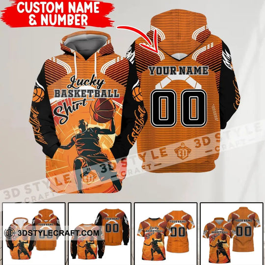 Man Shirt, Custom Name and Number Basketball T-shirt, Lucky Basketball Shirt, Gift for Basketball Player style option 1