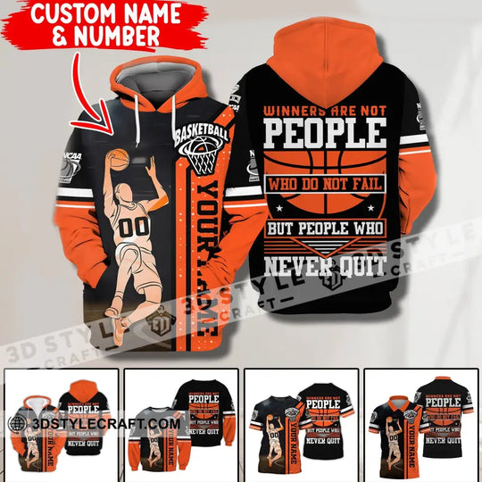Man Shirt, Custom Name and Number Basketball T-Shirt, Never Quit, Gift for Basketball Player style option 1