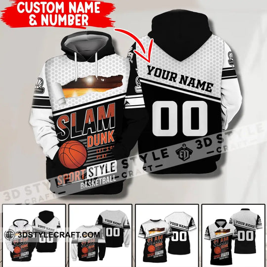 Man Shirt, Custom Name and Number Basketball T-Shirt, Slam Dunk Sport Style, Gift for Basketball Player style option 1