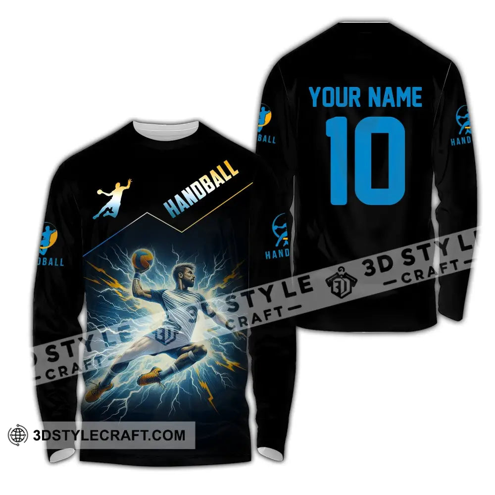 Man Shirt Custom Name And Number Handball Player Hoodie Polo Long Sleeve / S T-Shirt