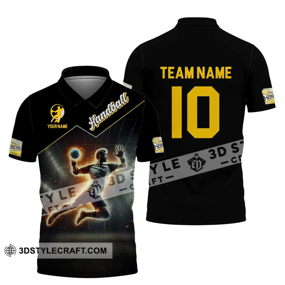 Man Shirt Custom Name And Number Handball Player Hoodie Polo Long Sleeve / S T-Shirt