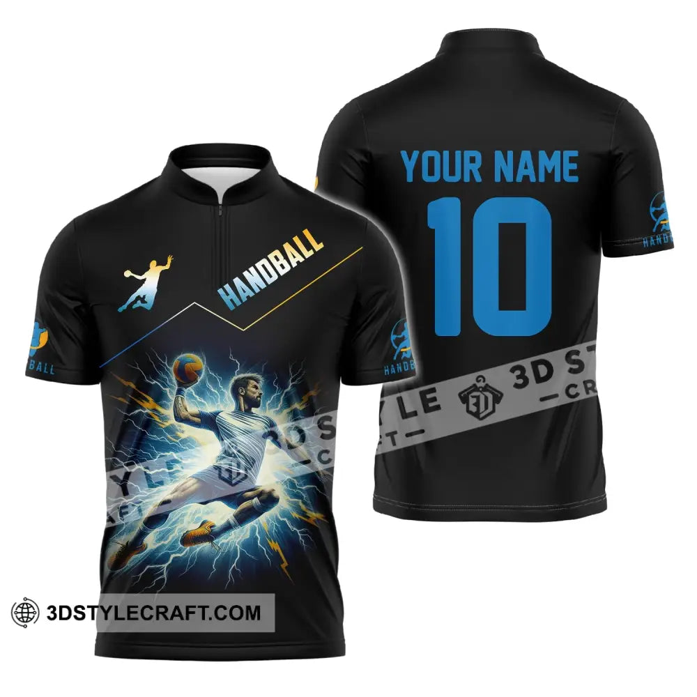 Man Shirt Custom Name And Number Handball Player Hoodie Polo Long Sleeve Zipper / S T-Shirt