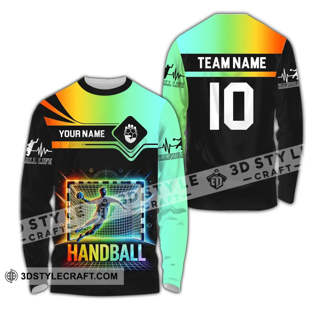 Man Shirt Custom Name And Number Handball Polo Long Sleeve Club Uniform Lover Gift / S T-Shirt