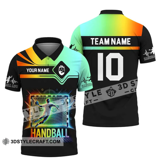 Man Shirt, Custom Name and Number Handball Shirt, Handball Polo Long Sleeve, Handball Club Uniform, Handball Lover Gift style option 4