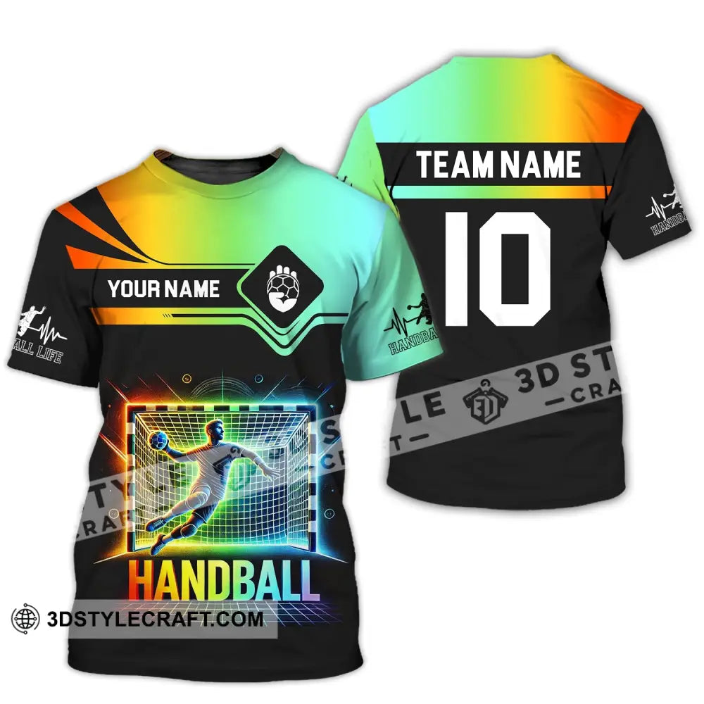 Man Shirt Custom Name And Number Handball Polo Long Sleeve Club Uniform Lover Gift T-Shirt / S