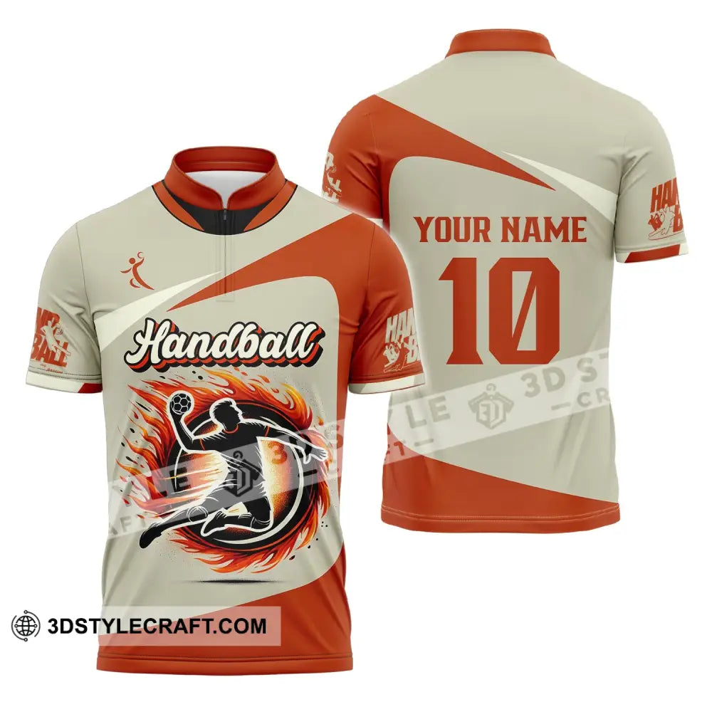 Man Shirt Custom Name And Number Handball Polo Long Sleeve Club Uniform Lover Gift Zipper / S