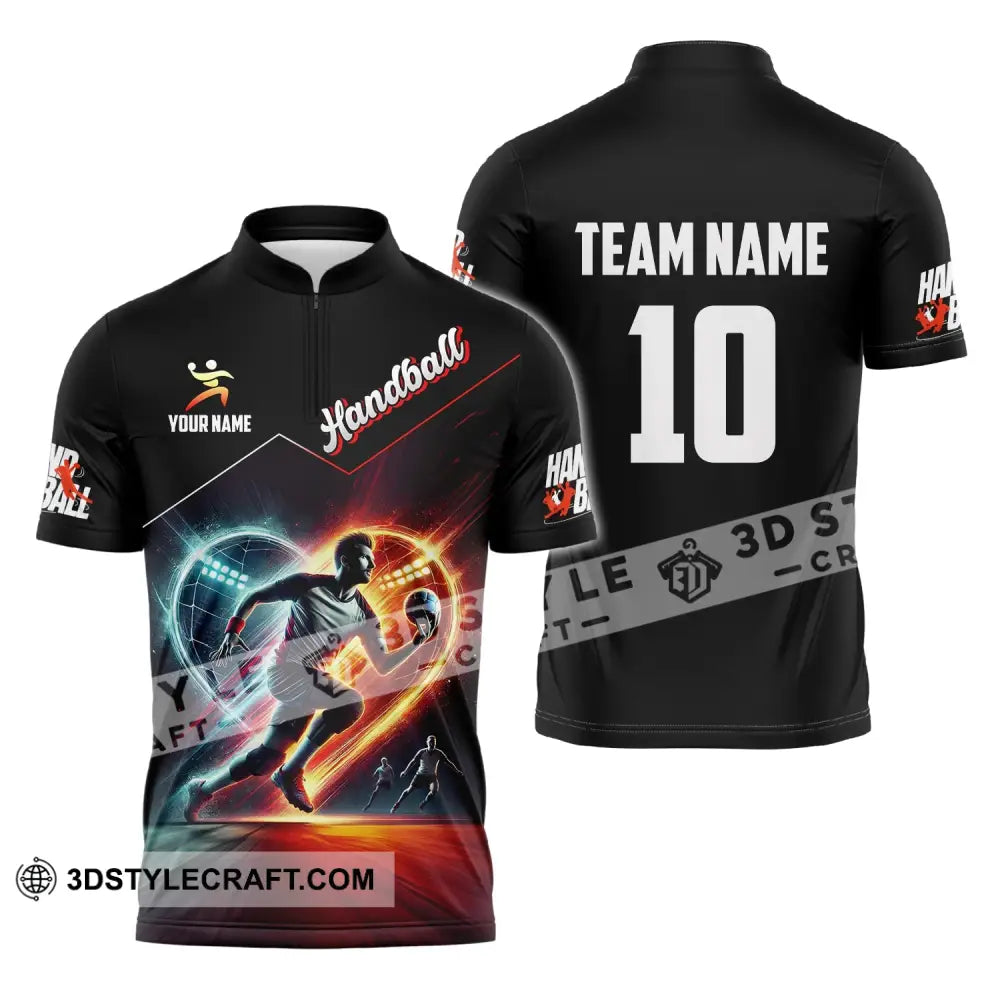 Man Shirt Custom Name And Number Handball Polo Long Sleeve Club Uniform Lover Gift Zipper / S